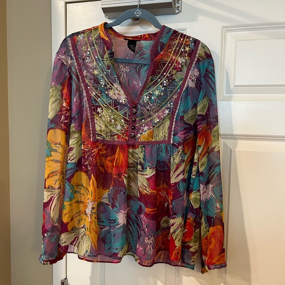 Lane Bryant Tops - Lane Bryant Colorful Embroidered Blouse